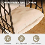 LAUSAINT HOME Hanging Egg Chair with Stand Indoor Outdoor, Thickened Cushions & Foldable Design Rattan Swing Hammock Chair for Bedroom Garden Patio, 350LBS Capacity (Beige) LAUSAINT HOME