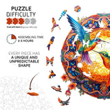 Jigfoxy Wooden Puzzles for Adults, Hummingbird Wooden Jigsaw Puzzles, Unique Animal Shape Puzzles, Christmas Thanksgiving Gifts for Family Friend(S-7.9 * 7.9in-100psc) Jigfoxy