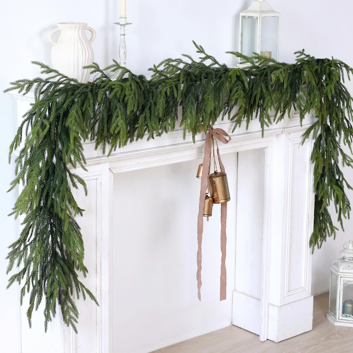 Artificial Christmas Garlands- Real Touch Norfolk Pine Garland Faux Greenery Fake Garland for Holiday, Fireplace, Mantle, Indoor Decor (1 Pcs,5 Feet)