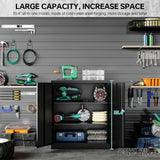 Metal Storage Cabinet with Doors and Shelves,Small Garage Storage Cabinet with Lock,Black Metal Cabinet with Locking Doors,Steel Cabinet,Lockable Storage Cabinet for Home,Office,Short Garage Cabinets SISESOL