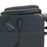 DYNOX 350 LBS Power Lift Recliner Chair for Elderly, Medium Size Dual Motor Lay Flat Infinite Positions Recliner with Heat & Massage (9188, Genuine Leather, Dark Blue) DYNOX