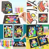 JKanruh 48 Pcs Art Kits,12 Color Sand Art Kits with 24 Sheets Sand Art Painting Cards,12 Sheets Magic Sticker Painting Set for Arts and Crafts,DIY Painting,Drawing JKanruh
