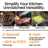 CILICO Candy & Meat Thermometer with Type-C Rechargeable Digital Instant Reading for Candy Making, BBQ, Deep Frying, & Liquids, 8" Long Probe,CT180-L CILICO