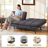 MUUEGM Futon Sofa Bed Memory Foam Small Loveseat Sleeper Sofa Dark Grey with Adjustable Backrest Removable Armrests for Small Space Office Couch,Living Room,Apartment MUUEGM
