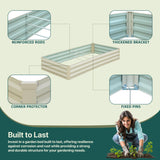 BUTUNITA Raised Garden Bed Beige, 6x3x1ft Galvanized Raised Garden Bed Outdoor Metal for Gardening Vegetables Flower Garden Planter Box Large Raised Bed with Gloves and 3ftx30ft Weed Barrier Fabric BUTUNITA