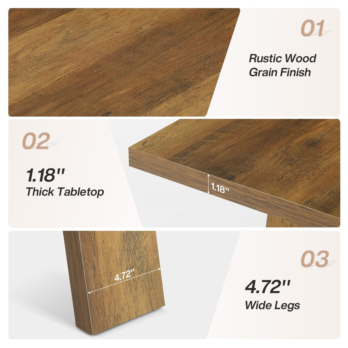 Tribesigns 63" Executive Desk, Farmhouse Wooden Office Computer Desk, Large Workstation Writing Table with Sturdy Legs for Home Office, Brown Tribesigns