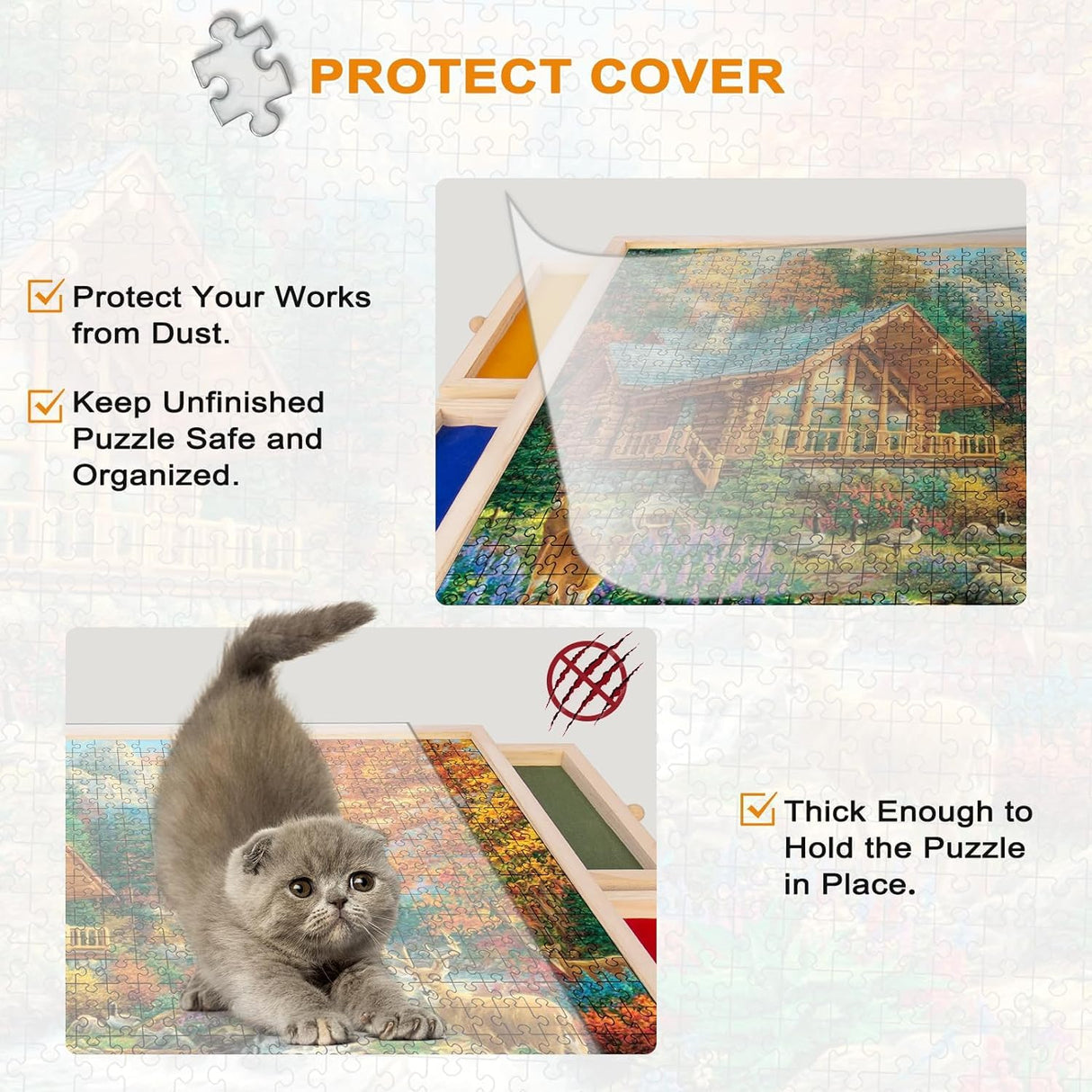 NORBASE Rotating Puzzle Board with Drawers and Cover 30'' x 22'' 1000 Piece Wooden Jigsaw Puzzle Table Lazy Susan Puzzle Boards Portable Lightweight Design NORBASE