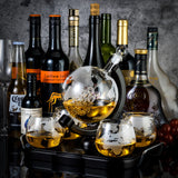 Whiskey Decanter Globe Set, Gifts for Men Husband Boyfriend Dad, with 4 Etched Whiskey Glasses, 4 Ice Cubes, Tong & Funnel, Decanter for Liquor, Bourbon, Scotch, Whisky, Vodka Brandy SHIGOO