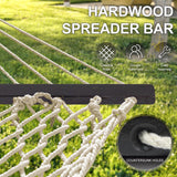 SZHLUX Double Rope Hammocks, Traditional Hand Woven Cotton Hammock with Hardwood Spreader Bar and Carrying Case for Outdoor, Indoor for Two Person, 450lb Weight Capacity SZHLUX