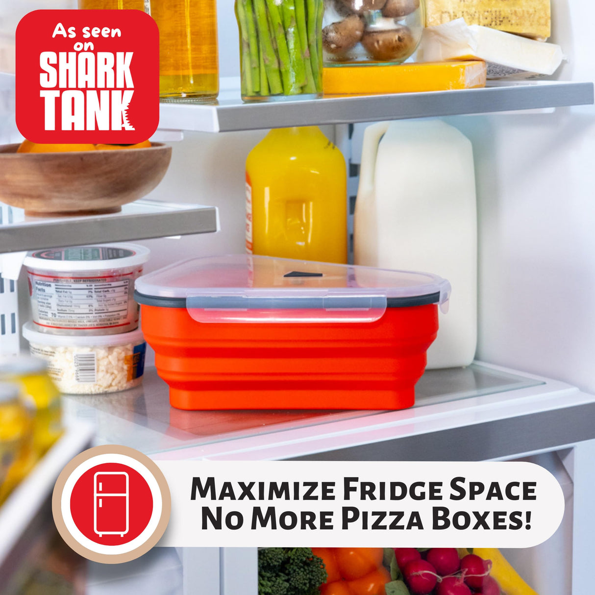 The Perfect Pizza Pack™ - Reusable Pizza Storage Container with 5 Microwavable Serving Trays - BPA-Free Adjustable Pizza Slice Container to Organize & Save Space, Red PIZZA PACK