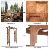 Outvita 7 Ft Wooden Garden Arbor Arch, Fir Wood Arbour Archway, Decorative Stand Trellis for Wedding Ceremony Decoration Plant Climbing Rose Vines Lawn Courtyard Dark Brown Outvita