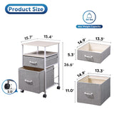 DEVAISE 2 Drawer Mobile File Cabinet, Rolling Printer Stand with Open Storage Shelf, Fabric Vertical Filing Cabinet fits A4 or Letter Size for Home Office, Light Grey DEVAISE