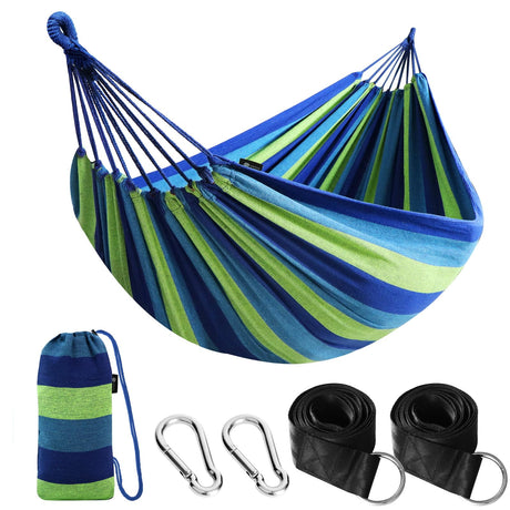 ANYOO Cotton Hammock Portable Camping Hammocks for Hanging Sturdy Garden Comfortable Fabric Hammock with Tree Straps Up to 660lbs with Travel Bag for Camping Outdoor/Indoor Patio Backyard ANYOO