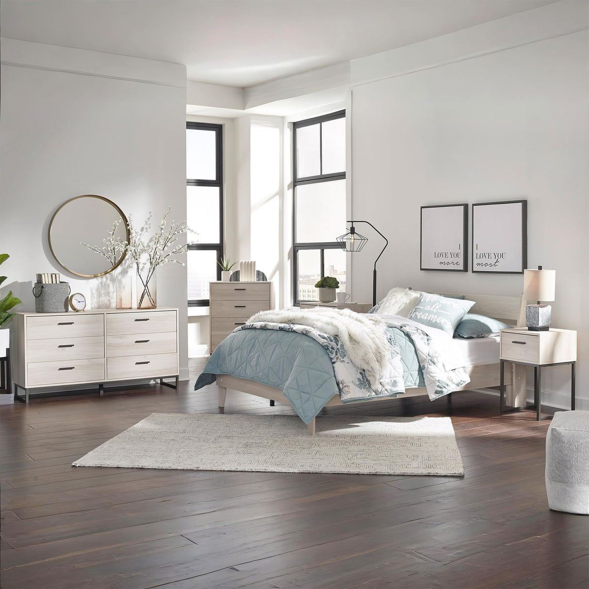 Signature Design by Ashley Socalle Casual Farmhouse Platform Bed Frame, Twin, Natural Beige Signature Design by Ashley