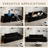 HZANHY 63" Loveseat Sofa, Boneless Loveseats for Living Room, No Assembly Required Corduroy Love Seat for Small Spaces, Bedroom, Apartment, Office, Black HZANHY