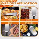 BBTO 20 Pcs Pizza Spatula Pie Server Stainless Steel Cake Serving Spatula Non Slip Easy to Grip Baking Triangular Spade Wood Handle Shovel for Desserts Pizza Pie Cake Biscuit (Full Style) BBTO