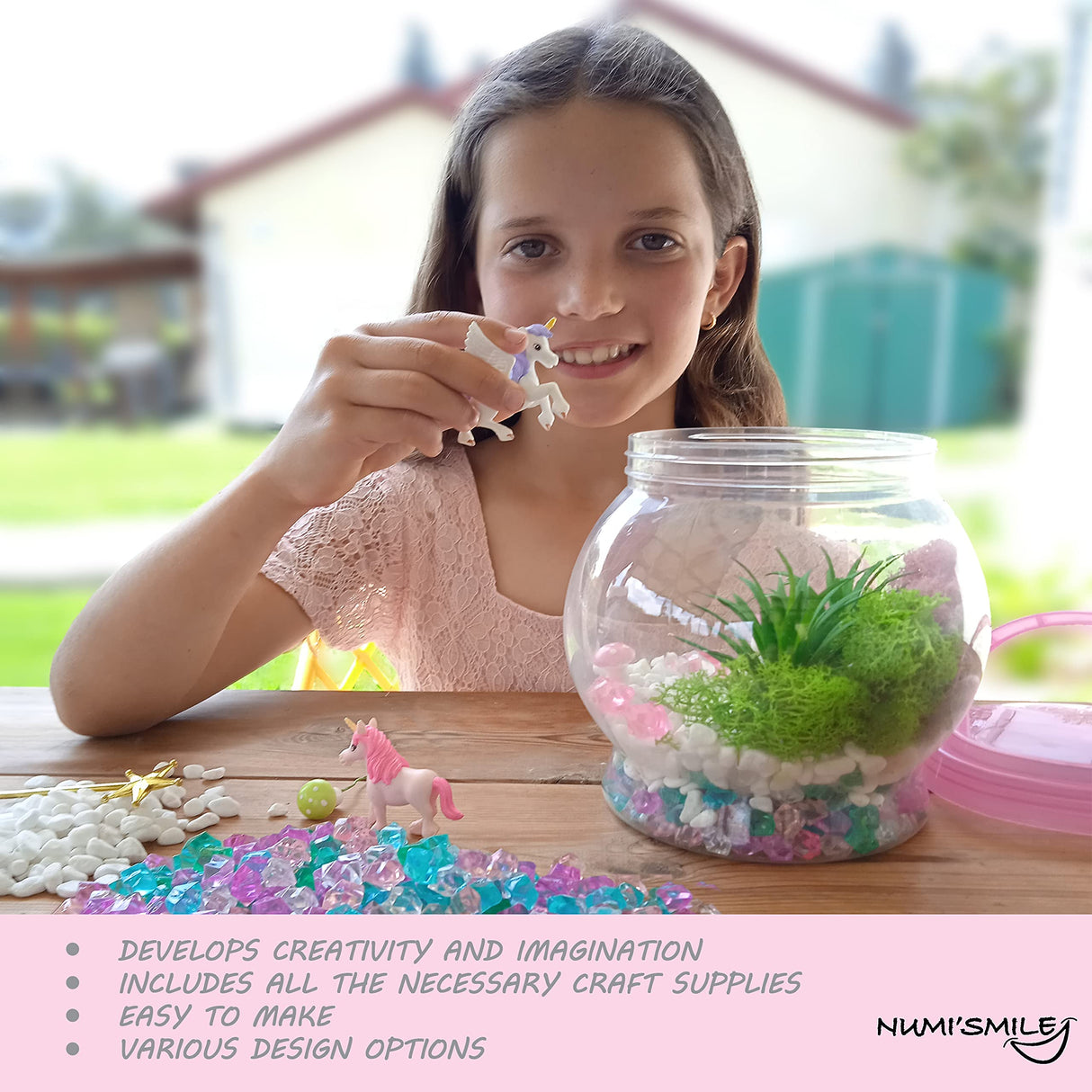 Make Your Own Light-Up Fairy & Unicorn Terrarium Arts and Crafts for Kids, Fairy Gifts for Girls Ages 4 5 6 7 8 9 10 Years, Best DIY Art Set, Unicorns Gifts & Little Girls Fairy Toys Birthday Present NUMI'SMILE