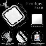 Junkin 24 Pcs Diamond Square Sublimation Rhinestone Trays Pendant Set Including 6 Double Sided Blank Rhinestone Bezel Trays 6 Pcs Thick Chains with 12 Sublimation Discs for Making Junkin