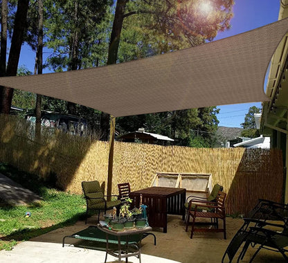 Windscreen4less 16' x 18' Sun Shade Sail Rectangle Outdoor Canopy Cover UV Block for Backyard Porch Pergola Deck Garden Patio (Brown) - WoodArtSupply