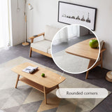 Vadisun 2-Tier Coffee Table with Storage Shelf, Natural Color 100% Solid Wood Table for Living Room, Elegant Furniture for Small Apartment (Natural, 39.37“ x 19.69” x 17.32“) Vadisun