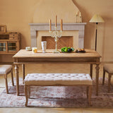 VONLUCE Vintage Bench with Padded Seat & Rubberwood Legs, 44" Memory Foam Upholstered Entryway Bench, Tufted Fabric End of Bed Bench for Bedroom and Living Room, French Style, Beige VONLUCE