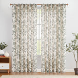 jinchan Linen Curtains Floral Curtain for Living Room 84 Inch Long Dark Green French Back Tab Light Filtering Toile Print Farmhouse Bedroom Curtains Window Drapes Set 2 Panels jinchan