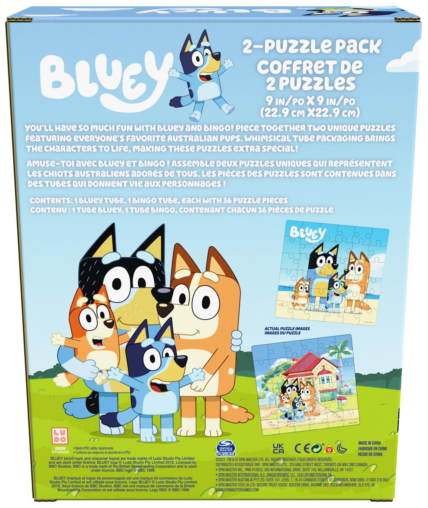 Spin Master Games, Bluey 36-Piece Jigsaw Puzzles 2-Pack Bluey Puzzles, Bluey Gifts, Bluey Christmas Gifts, Bluey Toys, Stocking Stuffers, for Ages 3+