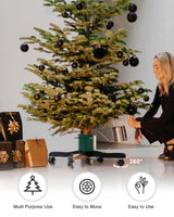 Live Christmas Tree Stand : Real Christmas Tree Stand Base With Wheels Movable Adjustable up to 6.5ft Hold 0.53gal Water Reservoir Goodjob Green GuuG
