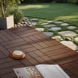 76 Pack Interlocking Deck Tiles, 11.42"x11.42" (68.80 Sq.Ft), 3D Wood Grain Plastic, Waterproof All-Weather Anti-Slip Outdoor Flooring, Easy-Snap Patio Balcony Backyard Garden Tiles, Brown UXENAFANA