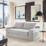 Fefances Loveseat Sofa Bed Boneless Couch, Convertible 2-in-1 Design, Corduroy Fabric - Compact Memory Foam Couch for Small Spaces, Apartments, Home Office & Bedroom （Grey） Fefances