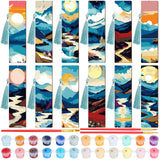 Kosiz 12 Pcs Mountain Paint by Numbers Kit for Adults Wood Bookmarks Painting Decor Mini Paint by Numbers Kits Tassels Blank Bookmarks Ornament for Small DIY Book Lovers Birthday Craft Gift 7x2 '' Kosiz
