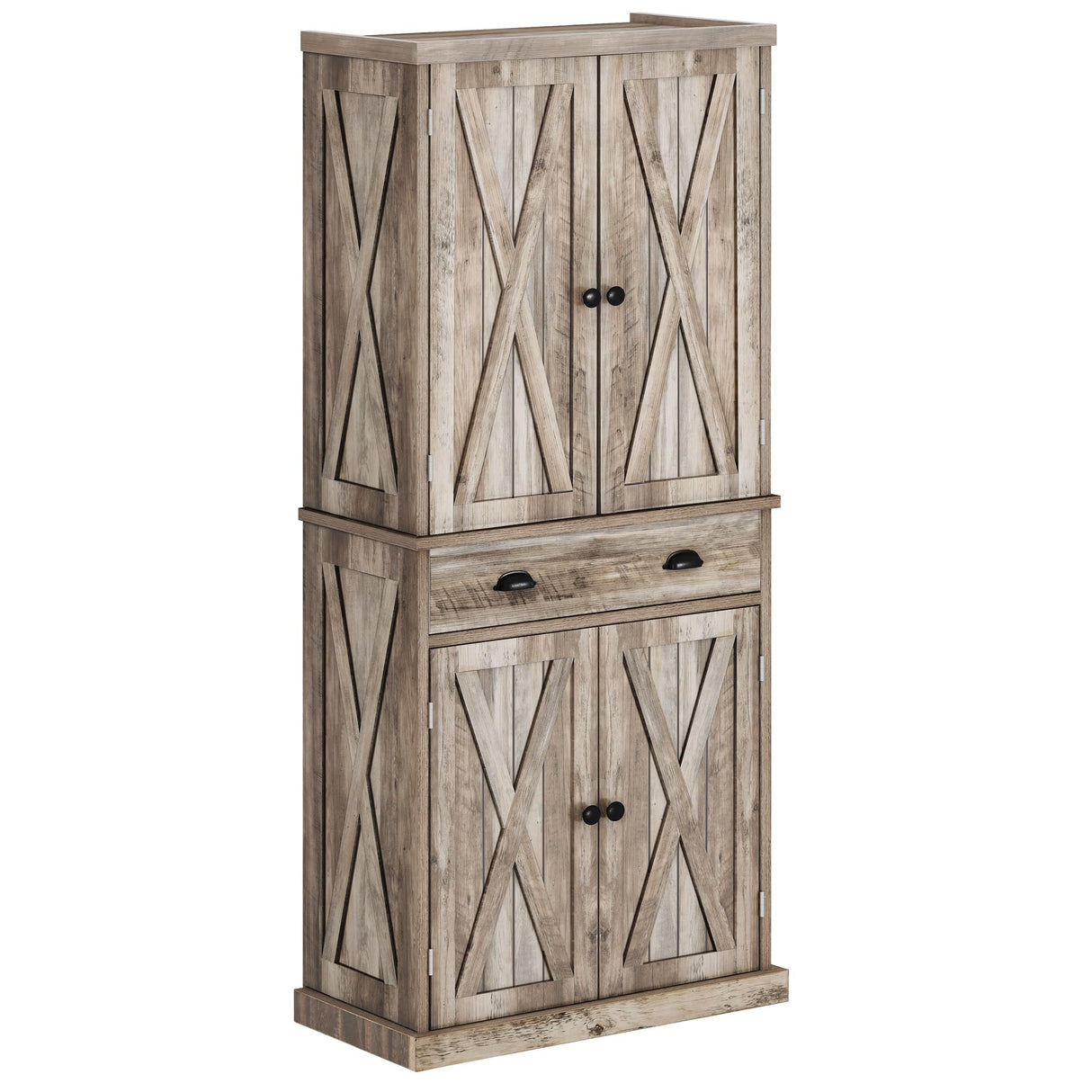 DWVO Kitchen Pantry with Doors, 72'' Tall Farmhouse Wood Kitchen Storage Cabinets with Adjustable Shelves & Drawer, Freestanding Cupboard for for Kitchen, Dining Room, Living Room, Light Rustic Oak DWVO