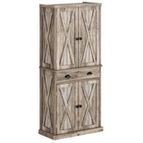 DWVO Kitchen Pantry with Doors, 72'' Tall Farmhouse Wood Kitchen Storage Cabinets with Adjustable Shelves & Drawer, Freestanding Cupboard for for Kitchen, Dining Room, Living Room, Light Rustic Oak DWVO