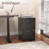 Kubohogar 2 Drawer File Cabinet with Lock,Black Metal Filing Cabinets,Vertical Locking File Cabinet Fit Hanging Files, Letter,File Box and A4 Documents (Black) Kubohogar