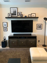 Joel's Antiques Floating Wall Shelf, Wood Decor & Long Shelf for Fireplace Mantel, Bookshelf, Bedroom, & Farmhouse - Wall-Mounted Rustic Stand, Wooden Hanging Display - Black, 72" x 10" x 2" joelsantiques