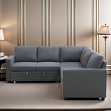 GlasFlength Sleeper Sofa Couch Bed, Convertible Sofa Bed with Armrests, Sectional Sofa with Storage Seat L Shaped Sectional Couch with Reversible Chaise for Living Room Apartment Bedroom Office GlasFlength