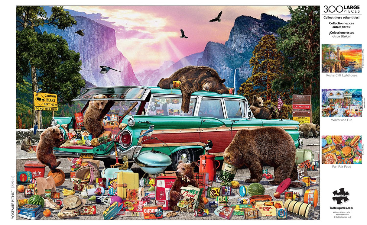 Buffalo Games - Garry Walton - Yosemite Picnic - 300 Piece Jigsaw Puzzle for Adults Challenging Puzzle Perfect for Game Nights - Finished Puzzle Size is 21.25 x 15.00 Buffalo Games