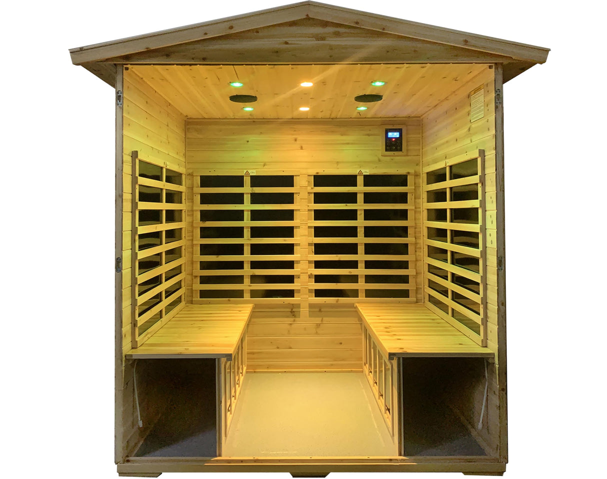 LTCCDSS Garner Outdoor Sauna 4 Person, Far Infrared Sauna, Low EMF Sauna Room for Home, Low EMF Heaters | Chromotherapys | Bluetooth Speakers | Canadian Hemlock | 59.1 * 82.7 * 48.4 LTCCDSS
