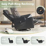 cinkehome Heated Massage Swivel Rocker Recliner Chair for Nursery - Small Space Reclining Chair with Lumbar Support, 360° Swivel & Gentle Rocking, Ergonomic High Back Faux Leather Black cinkehome
