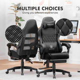 GTPLAYER Gaming Chair, High Back Leather Computer Gaming Chair with Footrest, Ergonomic Height Adjustable Office Chair with Removable Cover and Lumbar Support for Gaming and Work (Black) GTPLAYER