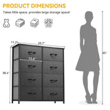 DWVO Dresser for Bedroom, Fabric Dresser with 8 Drawers, Tall Dresser, Chest of Drawers for Closet, Living Room DWVO