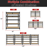 BuxWellBang Heavy Duty Metal Storage Shelves - 35.5" W x 11.8" D x 72" H 5 Tier Adjustable Garage Shelving Unit, Industrial Utility Rack Shelf for Warehouse, Pantry, Kitchen, Black BuxWellBang