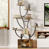 YITAHOME Tall Bookshelf with LED Light, Artistically Designed Tree Bookshelf with Cats Litter Box, 8-Tier Unique Bookshelves Corner Display Shelf for Home Office, Bedroom YITAHOME