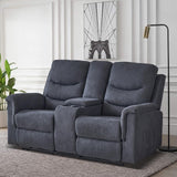 Consofa Reclining Loveseat with Console, Wall Hugger Love Seat Recliner RV Theater Sofa, Double Recliner Loveseat with Cup Holder and Side Pocket for Living Room (Gray) Consofa
