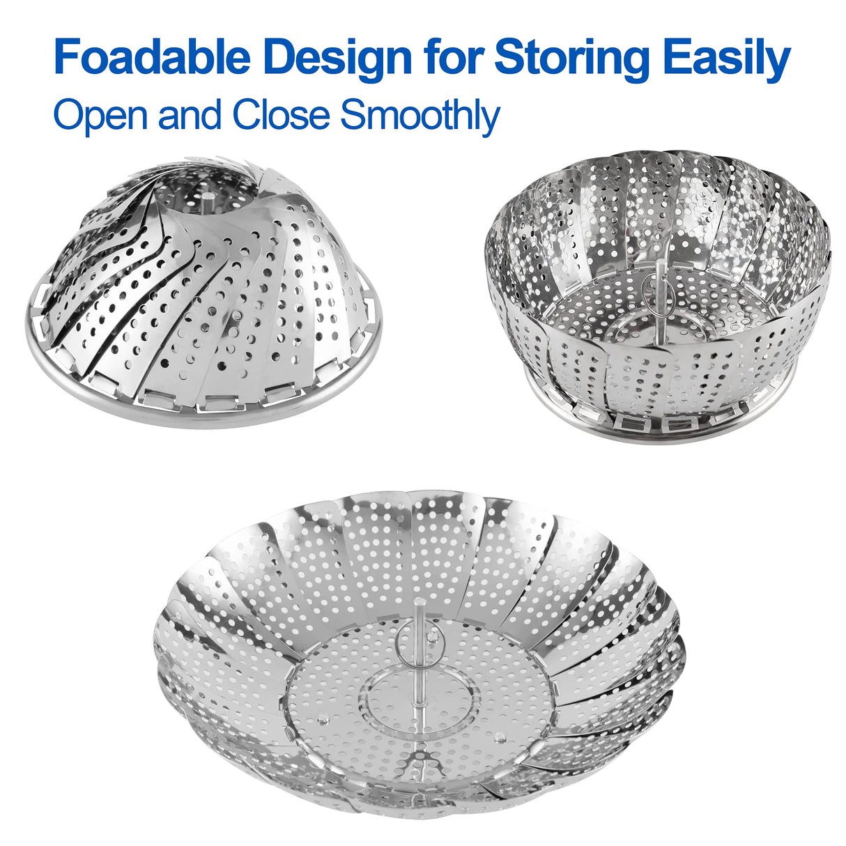 Vegetable Steamer Basket, Premium Stainless Steel Veggie Steamer Basket - Folding Expandable Steamers to Fits Various Size Pot Small by SAYFINE (5.4" to 9.2") SAYFINE