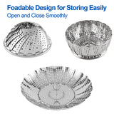 Vegetable Steamer Basket, Premium Stainless Steel Veggie Steamer Basket - Folding Expandable Steamers to Fits Various Size Pot Small by SAYFINE (5.4" to 9.2") SAYFINE