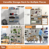 Leteuke Bakers Rack with Storage & Wheels, 42 Inch Microwave Stand Kitchen Shelves, 4-Tier Heavy Duty Storage Rack with 20 S-Hooks, Commercial Metal Utility Kitchen Cart, 42× 18× 63 Inch, Chrome Leteuke