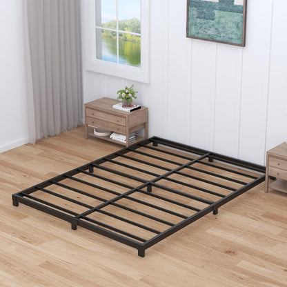 Nailsong 4 Inch Low Profile Queen Bed Frame - Heavy Duty Metal, No Box Spring Needed, Easy Assembly, Black - WoodArtSupply