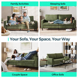 LINSY Modern Loveseat Sofa Couches for Living Room, Comfy Corduroy Sofa, Adjustable Seat Depth, Extra Deep Seats, Solid Wood Frame, Removable Cover, Love Seat Couch for Small Spaces (79inch, Green) LINSY