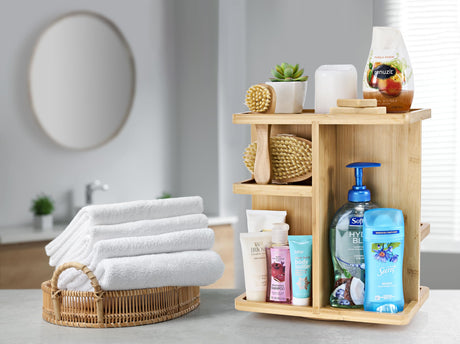 Sorbus 360° Makeup Organizer - Bamboo Wood Make Up Storage Carousel for Cosmetics, Skin Care Rotating Makeup Organizer for Vanity, Bathroom Storage Sorbus